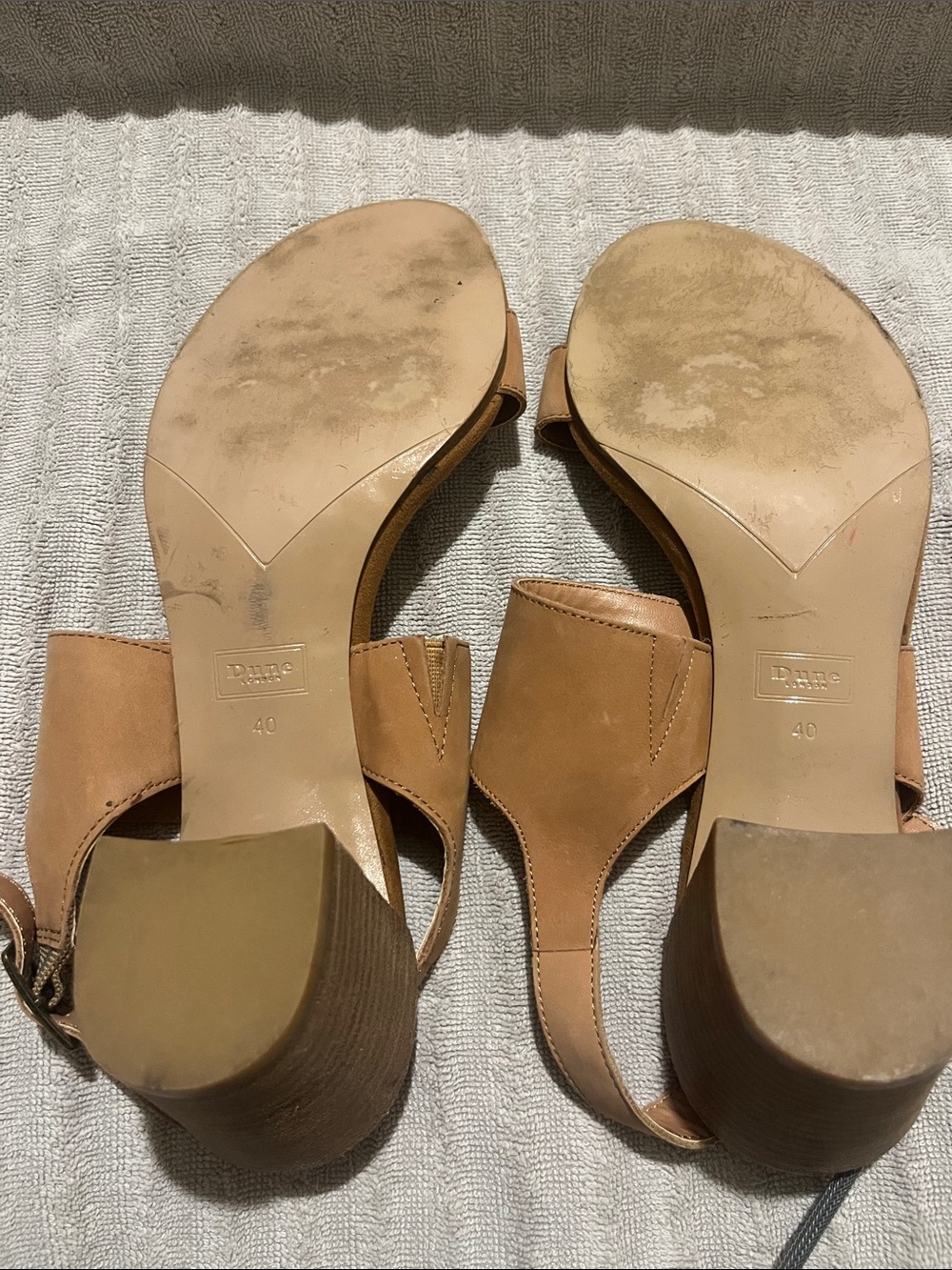 Dune London Tan Leather Block Heel Comfort Sandals -size 40 - Picture 2 of 7